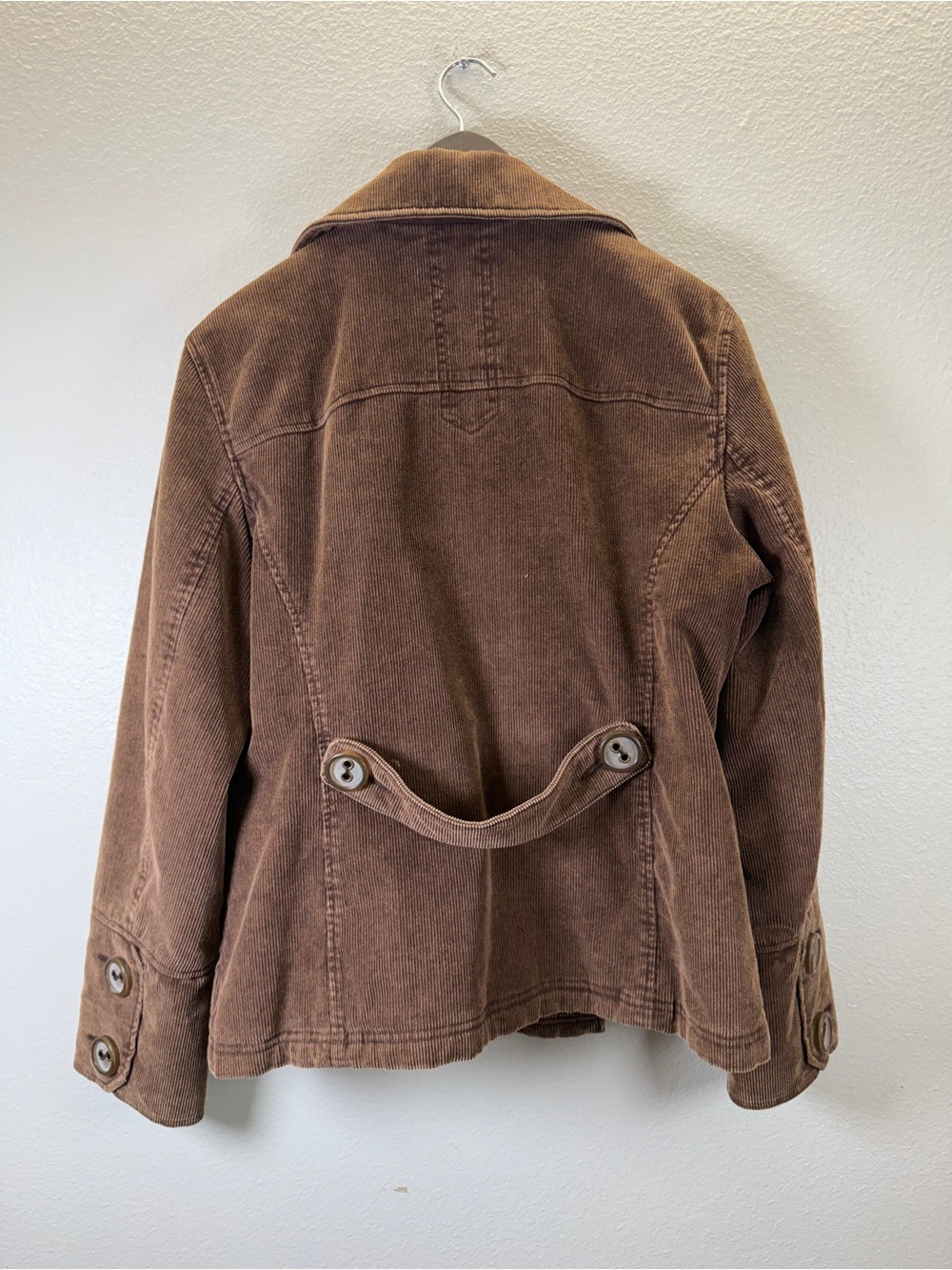 Esprit Brown Corduroy Double-Breasted Pea Coat - Picture 6 of 16